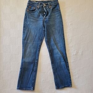 Levis Premium 501 Jeans Blue Denim‎ Medium Wash Button Fly 23x26